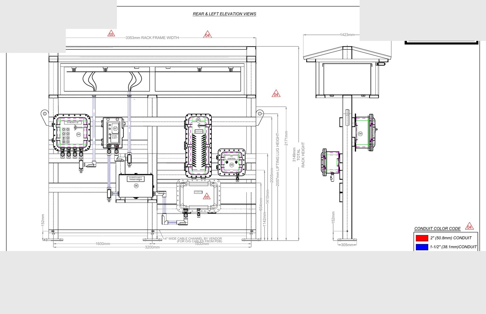 Rear & Left Elevation Views