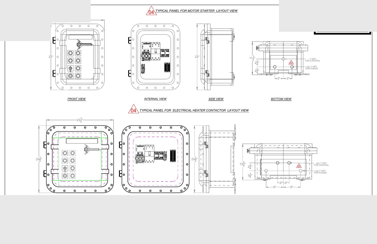 Typical Panel Layout — Motor Starter & Heater Contactor