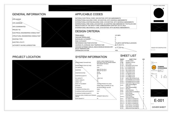 E-001 Cover Sheet